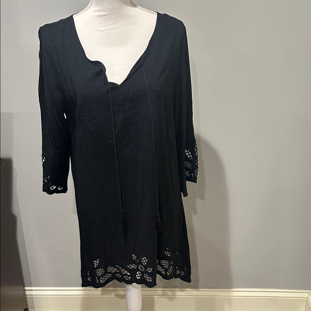 Chic Black Long Sleeve Dress (Beach Dress)